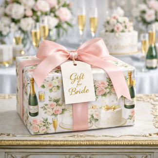 Errötende Rose Champagner Brautparty-Muster Geschenkpapier