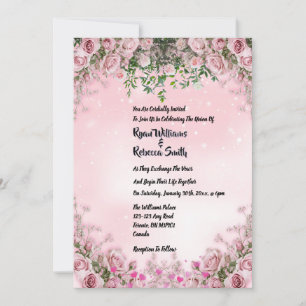 - Errötende Rose Florale Hochzeitseinladung Einladung