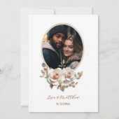 Errötende Rose Gold 3D Blumen Einfach Einladung (Rückseite)