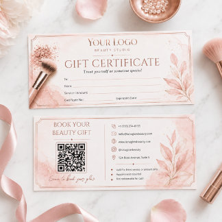 Errötende Rose Gold QR Beauty Salon Geschenkgutsch