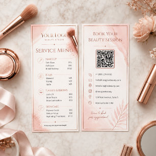 Errötende Rose Gold QR Salon Preisliste Service Me Werbekarte
