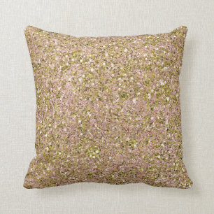 Errötende Rose Pink & Gold Glam Glitter Funkel Mäd Kissen