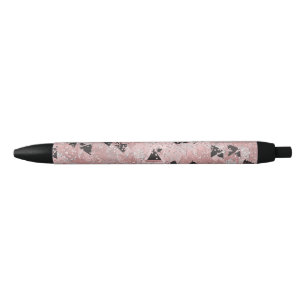 Errötende Rose Rosa Gold- und schwarzes Dreiecksmu Kugelschreiber