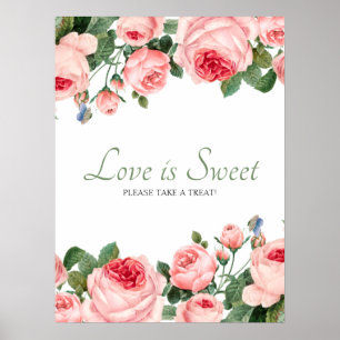 Errötende Rosen-Blumen-Hochzeit Liebe ist süße Gun Poster