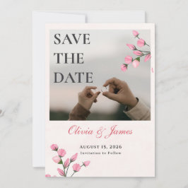 Errötende Rosen Editierbare Foto Save-the-Date-Kar Save The Date
