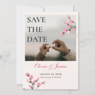Errötende Rosen Editierbare Foto Save-the-Date-Kar Save The Date