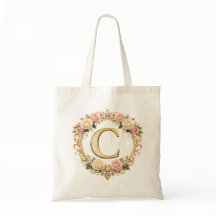 Errötende Rosen Gold Florales Monogramm Buchstabe