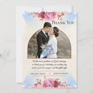Errötende Rosen-Kirchenhochzeit-Dankeskarten Dankeskarte