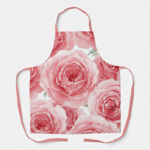 Errötende Rosen Wasserfarbe Floral Rosa Blütenmust Schürze