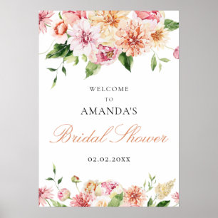 Errötende Sommerblumen Romantischer Brautdusche Wi Poster