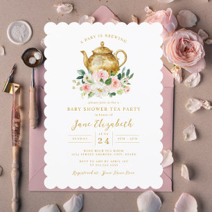 Errötende Teeparty - Ein Baby braut Baby Shower  Einladung