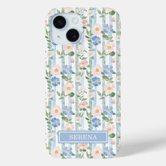 Errötende Wasserfarben-Gestreifte Personalisierte Case-Mate iPhone Hülle (Rückseite)