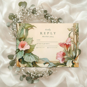 Errötende Weinreben-Rahmen-Hochzeit RSVP Karte