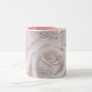 Errötende Weiße Rose Glamour Modern Marmor Shabby Zweifarbige Tasse