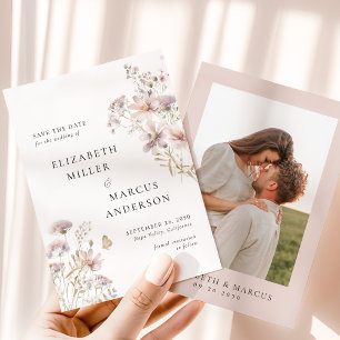 Errötende Wildblumen Boho-Garten Hochzeit Save the Date