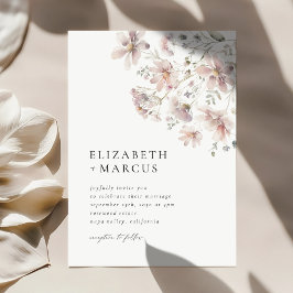 Errötende Wildblumen-Minimal-Boho-Hochzeitseinladu Einladung