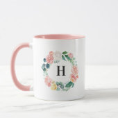 Errötender Blumenkranz Monogramm Kaffeetasse (Links)