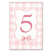 Errötender Bogen und rosa Gingham Süß Vintage Tischnummer (Rückseite)