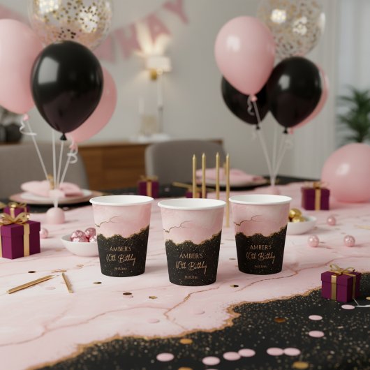 Errötender Champagner Gold Glitter Abstrakte Aquar Pappbecher