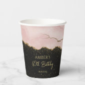 Errötender Champagner Gold Glitter Abstrakte Aquar Pappbecher (Rückseite)