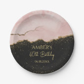 Errötender Champagner Gold Glitter Abstrakte Aquar Pappteller (Vorderseite)