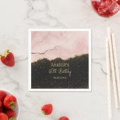 Errötender Champagner Gold Glitter Abstrakte Aquar Serviette (Beispiel)