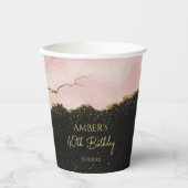 Errötender Champagner Gold Glitter Aquarell Abstra Pappbecher (Vorderseite)