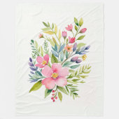 Errötender Garten-Aquarell-Blumenstrauß Fleecedecke (Vorderseite)