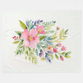 Errötender Garten-Aquarell-Blumenstrauß Fleecedecke (Vorderseite (Horizontal))