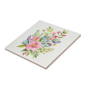 Errötender Garten-Aquarell-Blumenstrauß Fliese (Seite)
