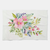 Errötender Garten-Aquarell-Blumenstrauß Geschirrtuch (Horizontal)