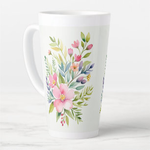 Errötender Garten-Aquarell-Blumenstrauß Milchtasse