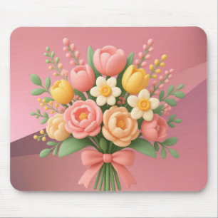 Errötender Garten Blumenstrauß mit Schleife Mousepad