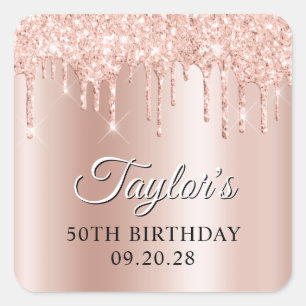 Errötender Glitter-Tropfen Rose Gold Ombre-Schlags Quadratischer Aufkleber
