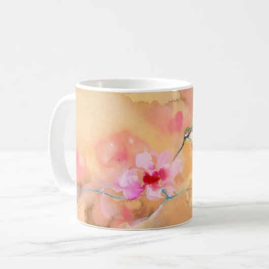 "Errötender" Kolibri-Druck Kaffeetasse (Vorderseite Links)