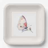 Errötender Pfirsich-Blumen-Schmetterling Für Immer Pappteller (Vorderseite)