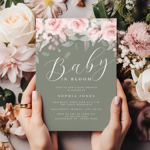 Errötender Salbei Florales Mädchen Baby In Blüte B Einladung