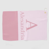 Errötender Staubiger Rosa Monogramm Anfangsbuchsta Golfhandtuch (Horizontal)