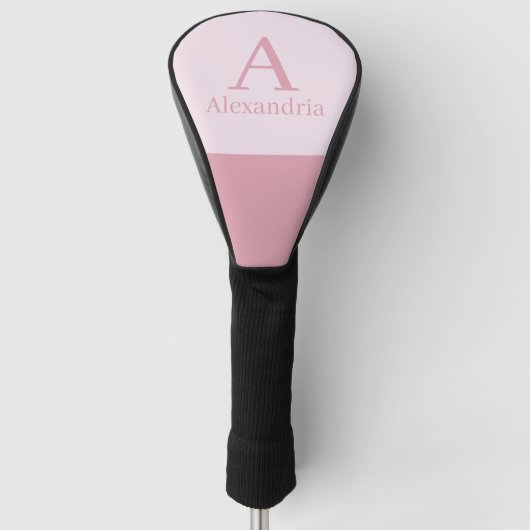 Errötender staubiger rosa Monogramm-Initialname Golf Headcover (Vorderseite)