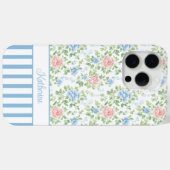 Errötendes Blau Wasserfarbe Florales Monogramm Case-Mate iPhone Hülle (Rückseite (Horizontal))