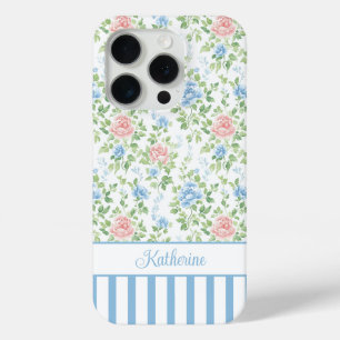 Errötendes Blau Wasserfarbe Florales Monogramm  Case-Mate iPhone Hülle