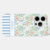 Errötendes Blau Wasserfarbe Florales Monogramm  Case-Mate iPhone Hülle (Rückseite (Horizontal))