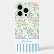 Errötendes Blau Wasserfarbe Florales Monogramm