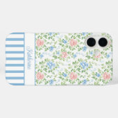 Errötendes Blau Wasserfarben Florales Monogramm Case-Mate iPhone Hülle (Rückseite (Horizontal))