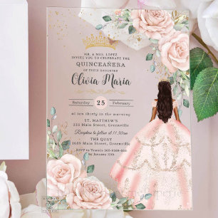Errötendes Blumenrosa Kleid Prinzessinnenkleid Qui Acryleinladungen