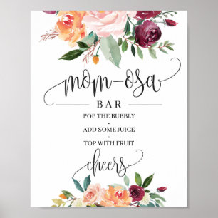 Errötendes Burgunder-Orangen-Blumen-Mom-Osa-Bar-Sc Poster