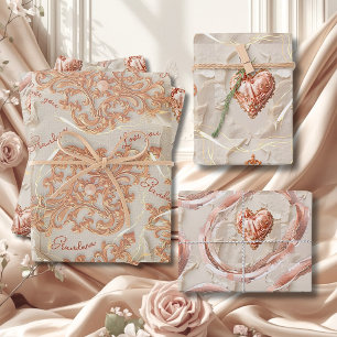 Errötendes Erbstück Herz Muster Liebenswertes Erin Geschenkpapier Set