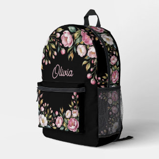 Errötendes Floral-Wasserfarben-Name-Design Bedruckter Rucksack