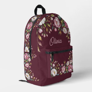 Errötendes Floral-Wasserfarben-Name-Design Bedruckter Rucksack