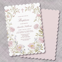 Errötendes florales Tauf-Einladung